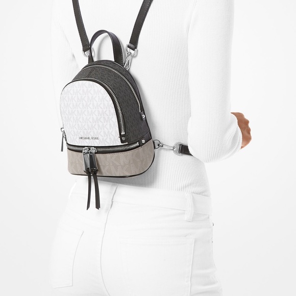 Michael Kors Mini Rhea Color-Block Logo Backpack - Picture 2 of 11